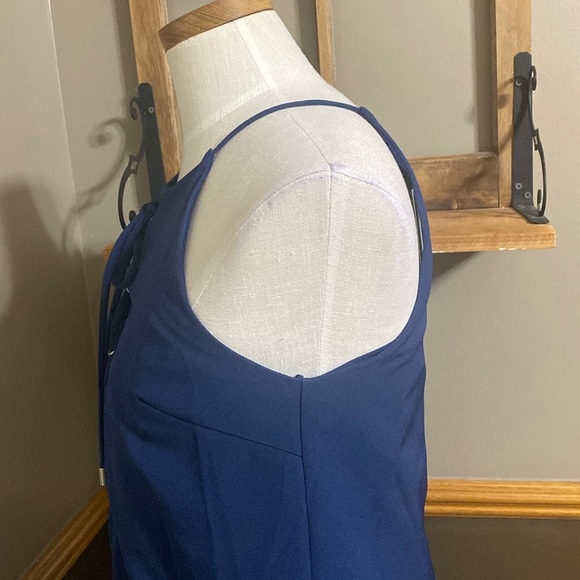 Skies are blue navy blue spaghetti strap sliver gromet dress size S NWT - Picture 4 of 9